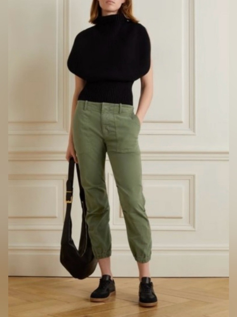 Nili Lotan Shon Cropped French Military Pants Army Green Size 4 Gorpcore Utility